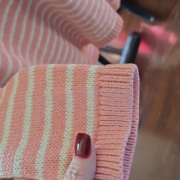 Striped Pink and White Women's Sweater - Picture 4 of 6